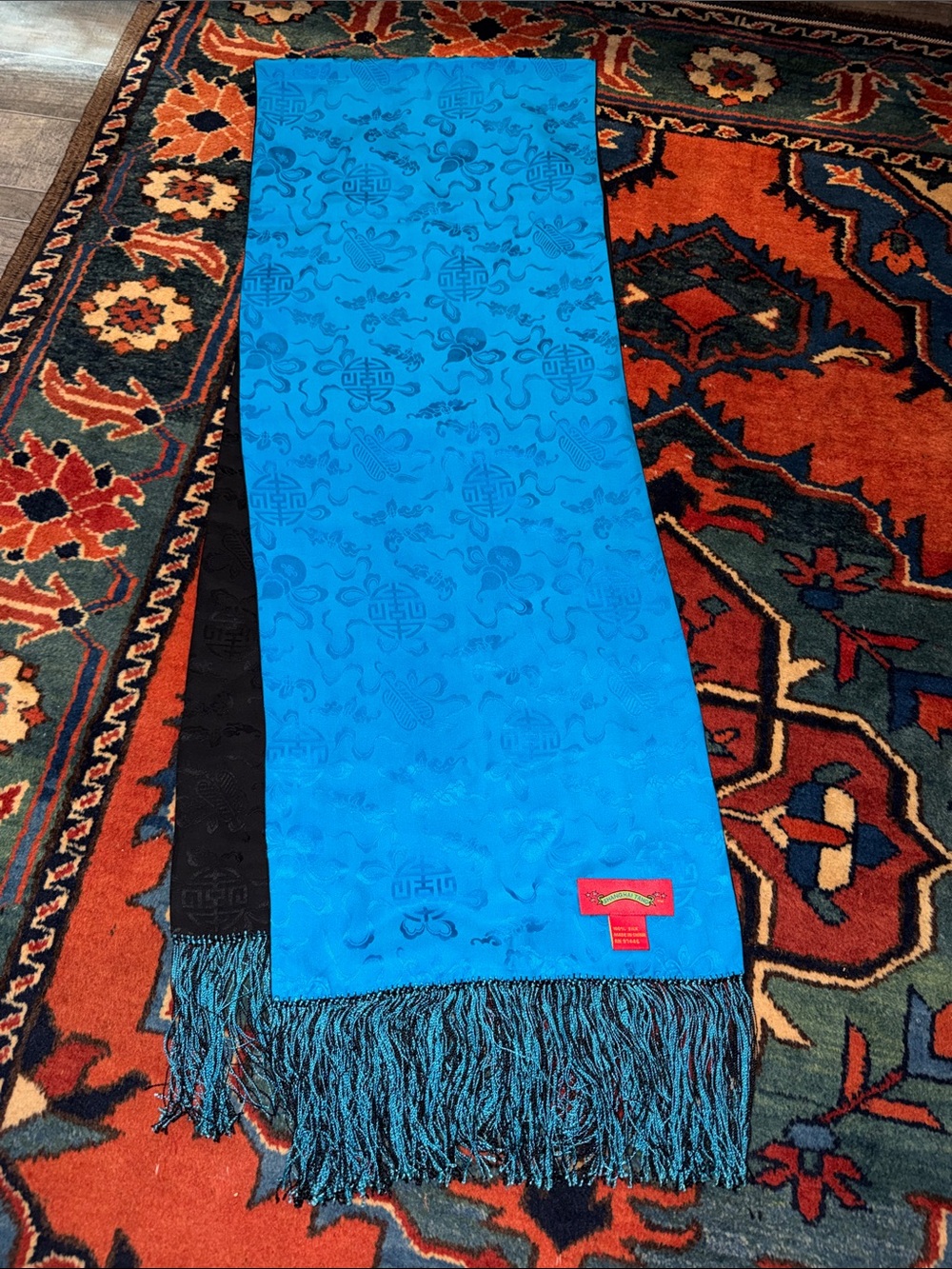 Shanghai Tang 100% Silk luxurious reversible scarf